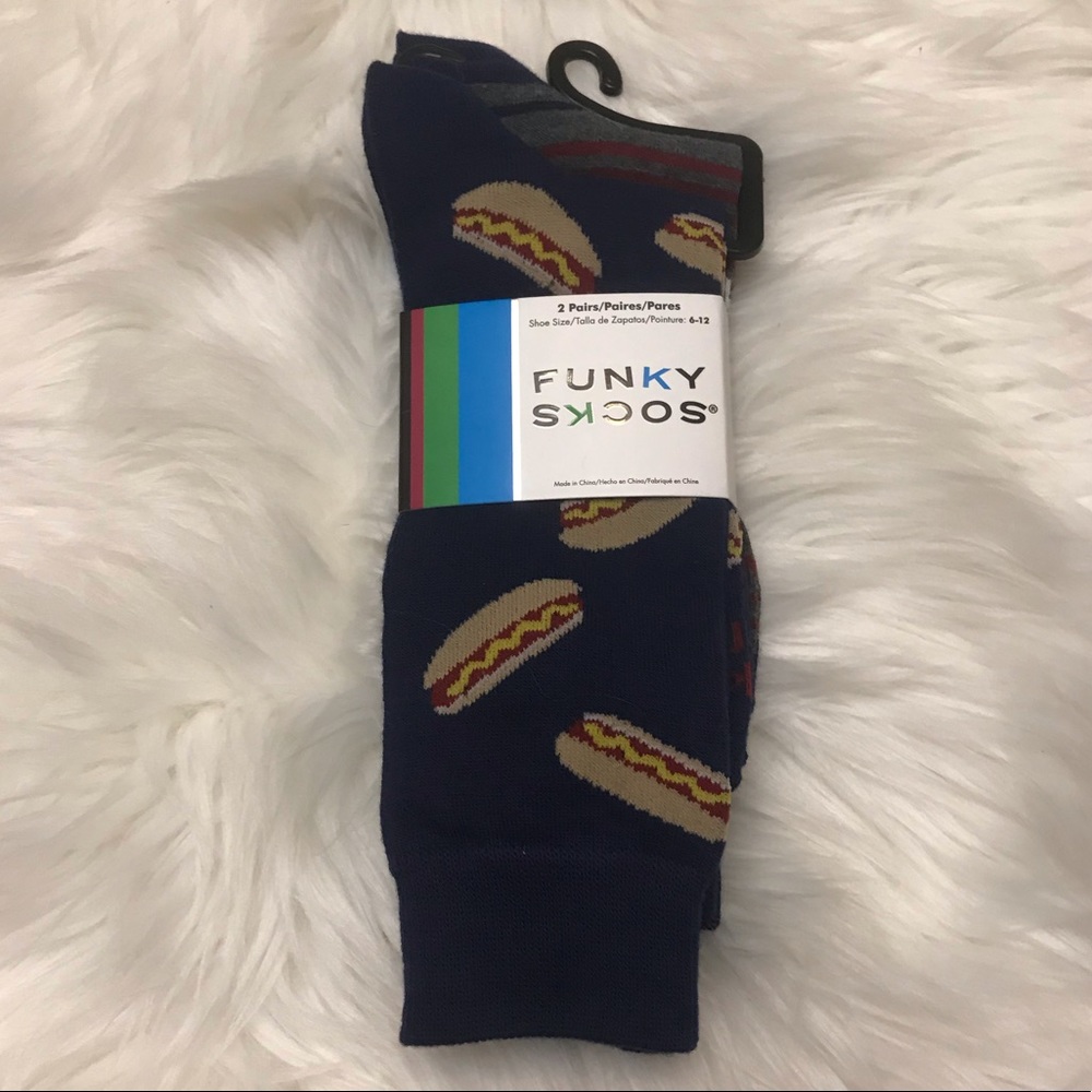 FUNNY SOCKS Two Pack Hot Dog & Striped Prints